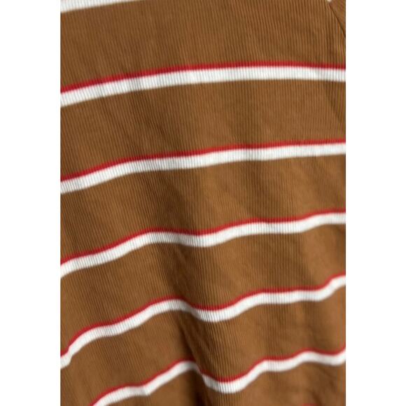 Wild Fable Striped Long Sleeve Crop Top Brown White Red Ribbed Knit Size Large - Picture 4 of 7